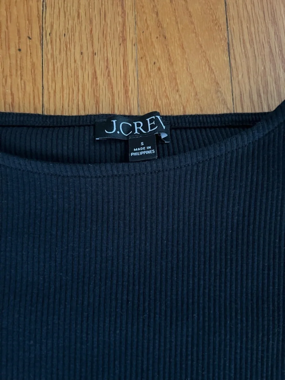 NWOT J. Crew Black Ribbed Ruffle Sleeve Top